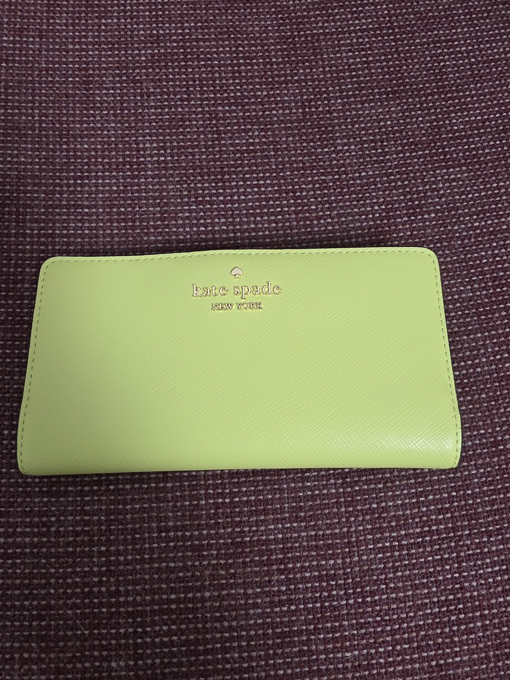 kate spade lime chartreuse leather zip wallet